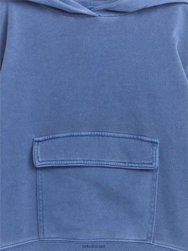 ARKET קפוצ'ון עם כיס קדמי מכובס כחול ילדים 4TL8F1432 הַלבָּשָׁה