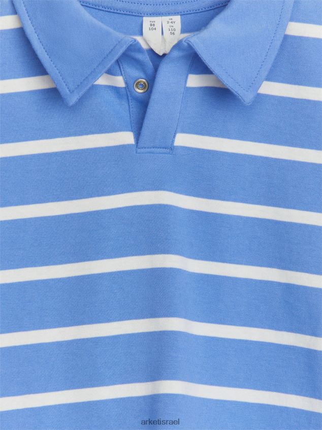 ARKET חולצת פולו עם שרוולים קצרים כחול/לבן ילדים 4TL8F1436 הַלבָּשָׁה