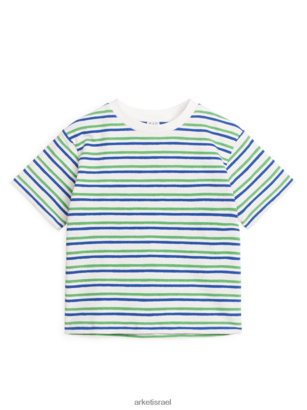 ARKET חולצת טריקו בעלת מרקם לבן/ירוק/כחול ילדים 4TL8F1448 הַלבָּשָׁה