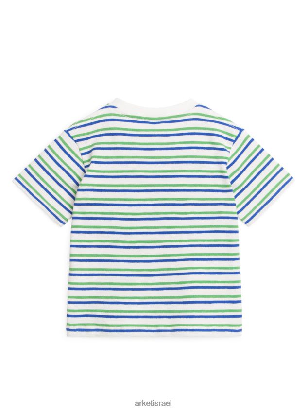 ARKET חולצת טריקו בעלת מרקם לבן/ירוק/כחול ילדים 4TL8F1448 הַלבָּשָׁה