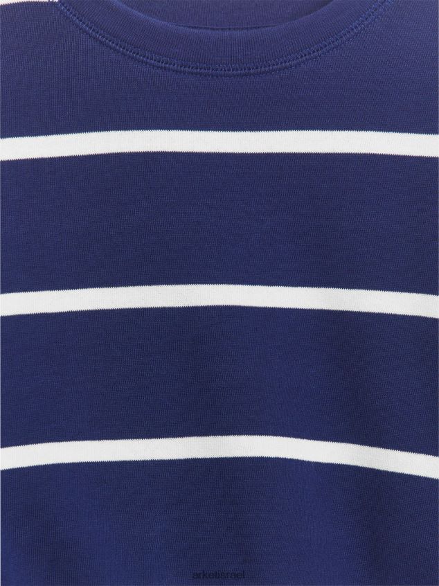 ARKET סווטשירט רגוע כחול כהה/אוף לבן ילדים 4TL8F1516 הַלבָּשָׁה