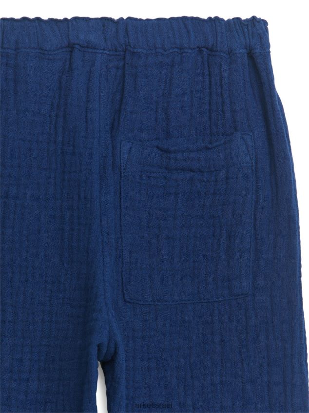 ARKET מכנסי מוסלין מכותנה כחול כהה ילדים 4TL8F1769 הַלבָּשָׁה
