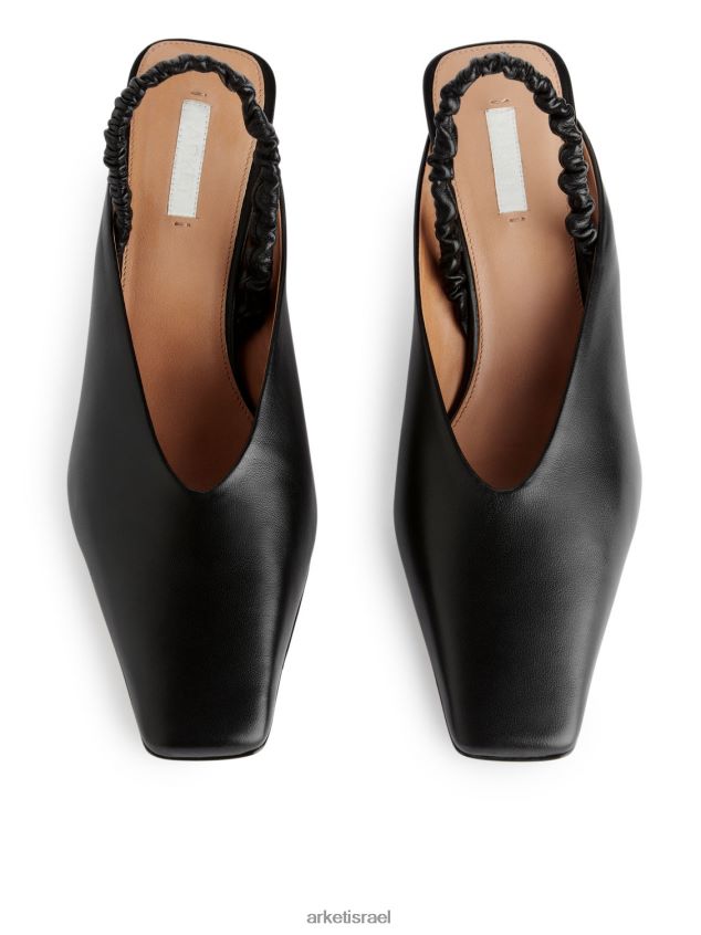 ARKET משאבות עור slingback שָׁחוֹר נָשִׁים 4TL8F698 הַנעָלָה