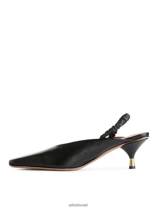 ARKET משאבות עור slingback שָׁחוֹר נָשִׁים 4TL8F698 הַנעָלָה